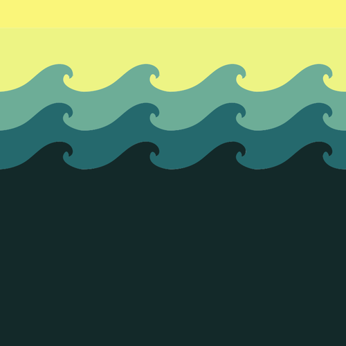 タイル張りの海の波パターン ベクトル画像